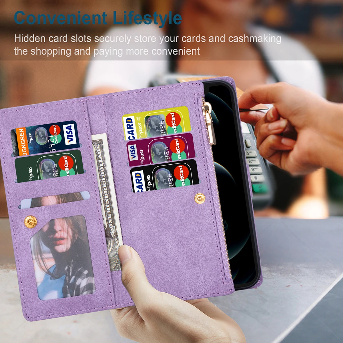Zipper Flip Leather Case For iPhone 16 17 Pro Max Air 16E 15 14 13 12 11 Pro Max Plus Business Wallet Card Slot Phone Cover