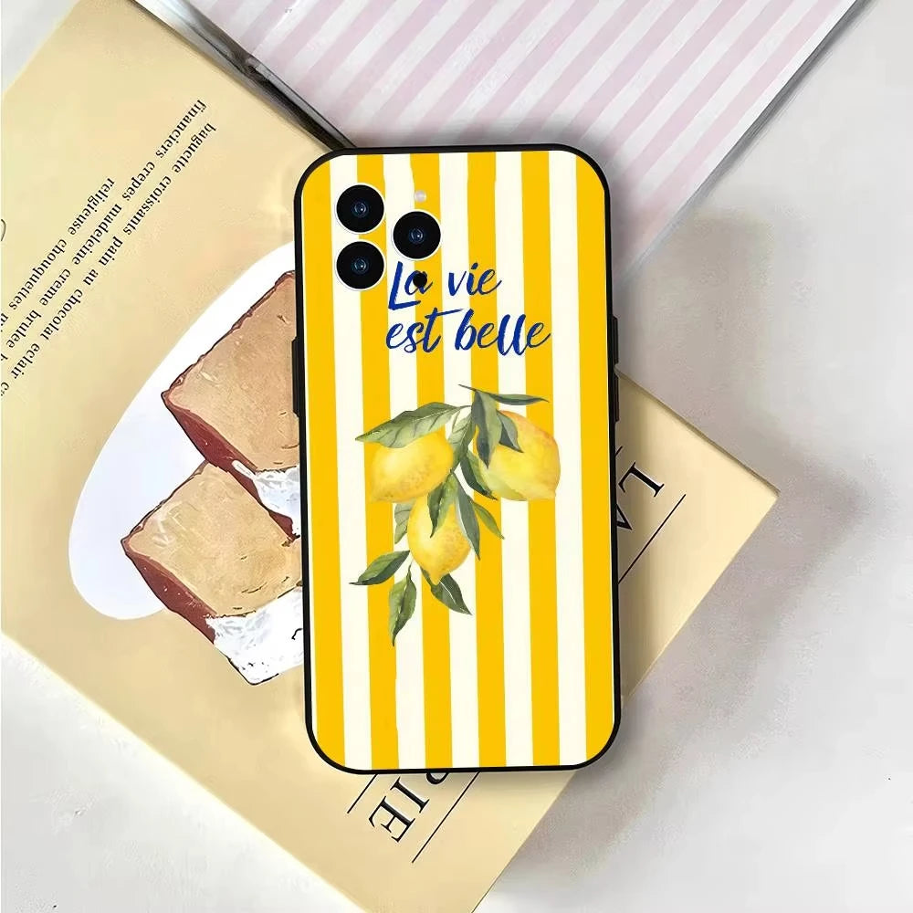 Summer Fruit Lemon Phone Case For Samsung Galaxy S26 ULTRA S25 S24 S23 S22 S21 S20 Ultra Plus FE Note 20 10 Plus Silicone Cover