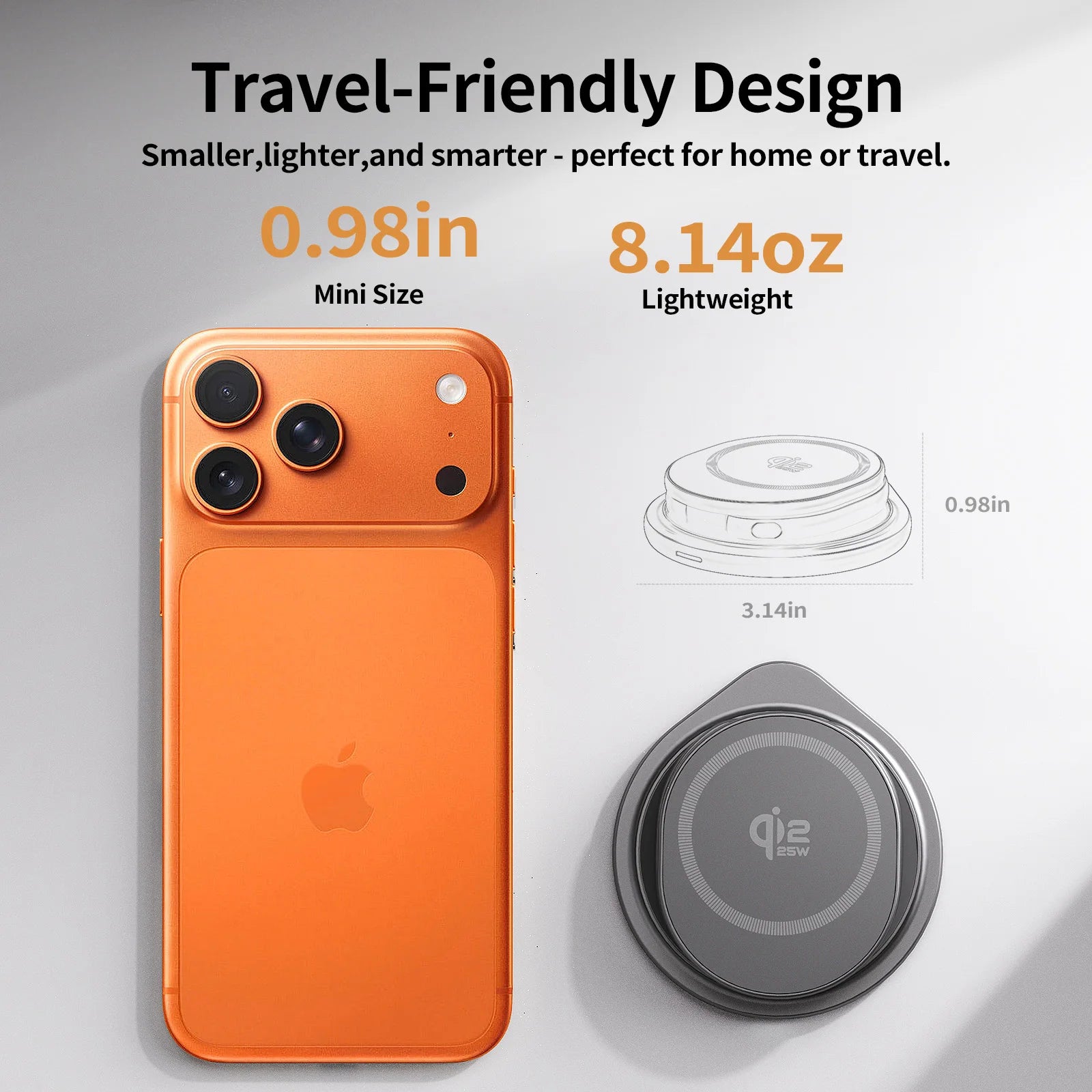 Qi2.2 25W Metal Wireless Charger Protable Fast Charging Station Stand 360° Rotation for iPhone 17 16 15 14 Pro Max Watch Airpods