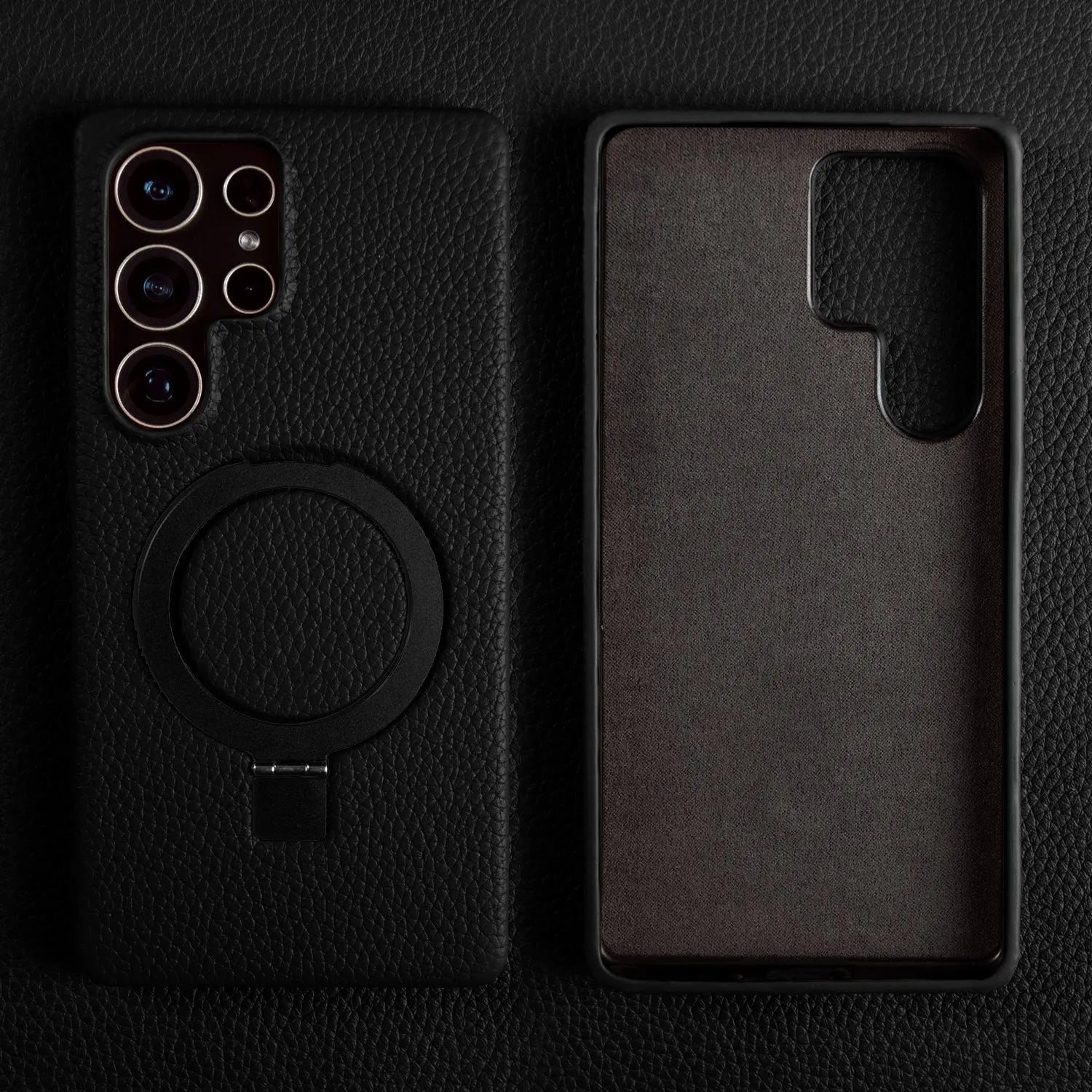 Magnet Ring Stand Phone Case For Samsung Galaxy S25 Ultra S24 S23 S22 S21 S20FE Cover Genuine Leather Case Magnetic Back Cover