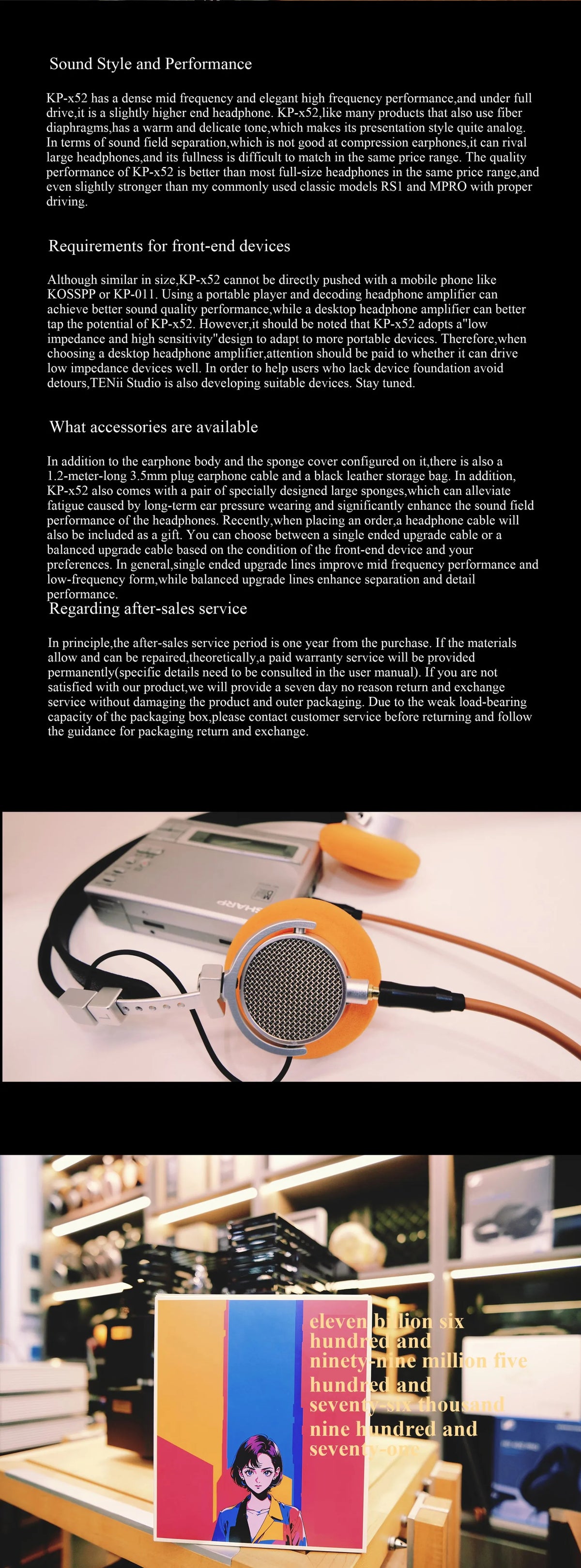 Tenii KPX52 Vintage Retro Over-Ear Headphones 52mm Dynamic Bass Music Monitor Classic Stereo Headset for Audio Enthusiasts