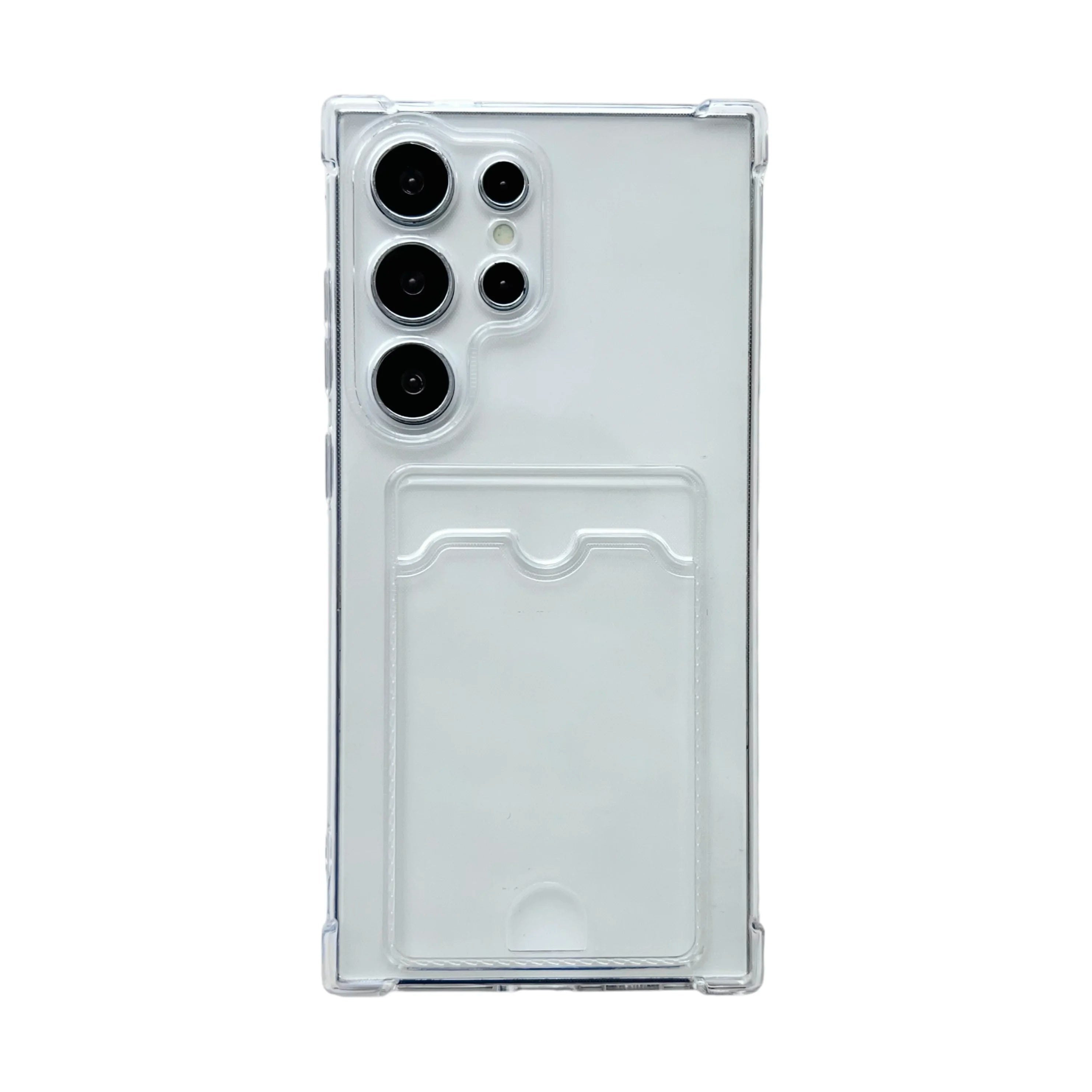 Luxury Soft Transparent Card Holder Bag Phone Case For Samsung Galaxy S25 S24 S23 S22 S21 S20 FE Note 20 Ultra Shockproof Cover