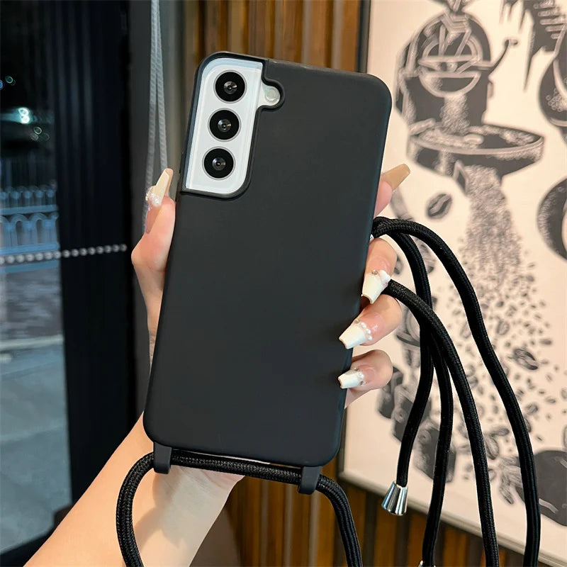 Crossbody Lanyard Strap Case For Samsung Galaxy S26 S25 Edge S24 S23 S22 S21 S20 FE Plus Note 10 20 Ultra A41 A21S 5G Soft Cover
