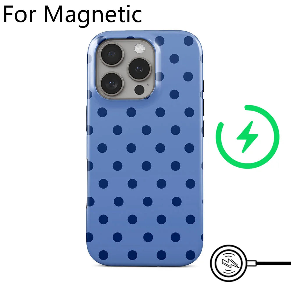 Luxury Clmj Y2K Small Polka Dots Phone Case for iPhone 17 16 15 14 13 12 11 Pro Max Plus Air Magnetic Double-layer Back Cover