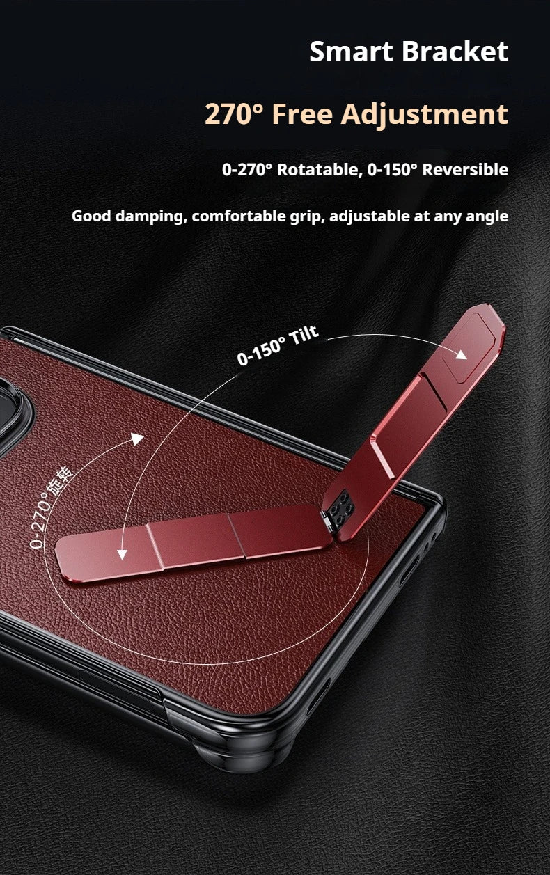 For iPhone Ultra Fold Case Luxury Matte Leather Ultra-Thin Skin-Friendly Folding Hinge Holder Shockproof Back Cover Accessories