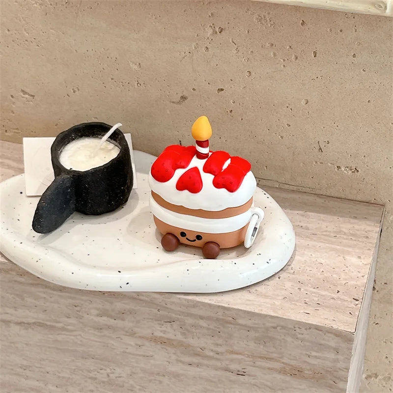 For AirPods Pro 3 2 Case Cartoon Silicone Cake Sytle Earphone Cover for AirPods 4 Case Protective Case for AirPods 1 2 3 funda