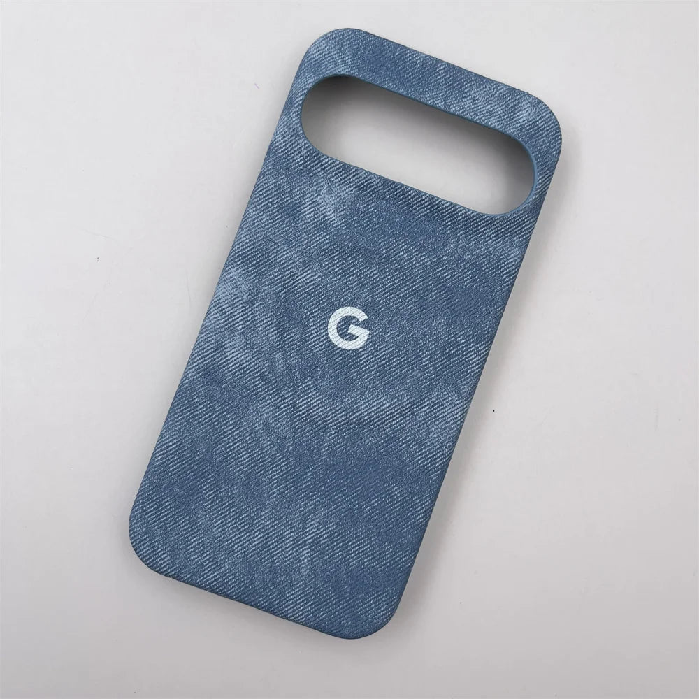 Fashion Denim Magnetic Wireless Charge Case For Google Pixel 10 9 Pro XL 7 8 9 10 Pro 7A 8A Simple Shockproof Protective Cover