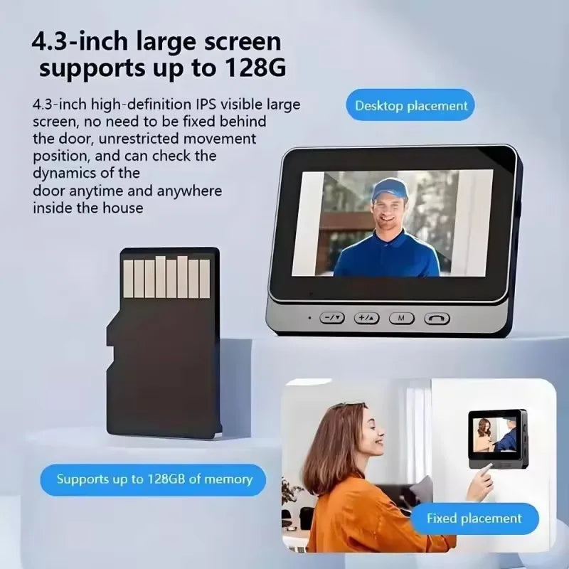 Doorbell Camera Smart Wireless 4G Video Intercom Camera Inteligente Night Vision 4.3 Inch HD Screen For Security Home Apartment
