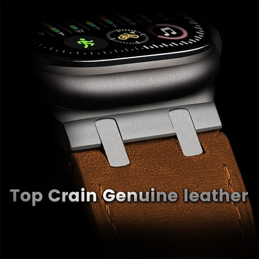Ap Crazy horse pattern Leather strap For Apple watch band 44mm 45mm 46mm NEW Design bracelet series 5 6 SE 7 8 9 10 ultra/2 49mm