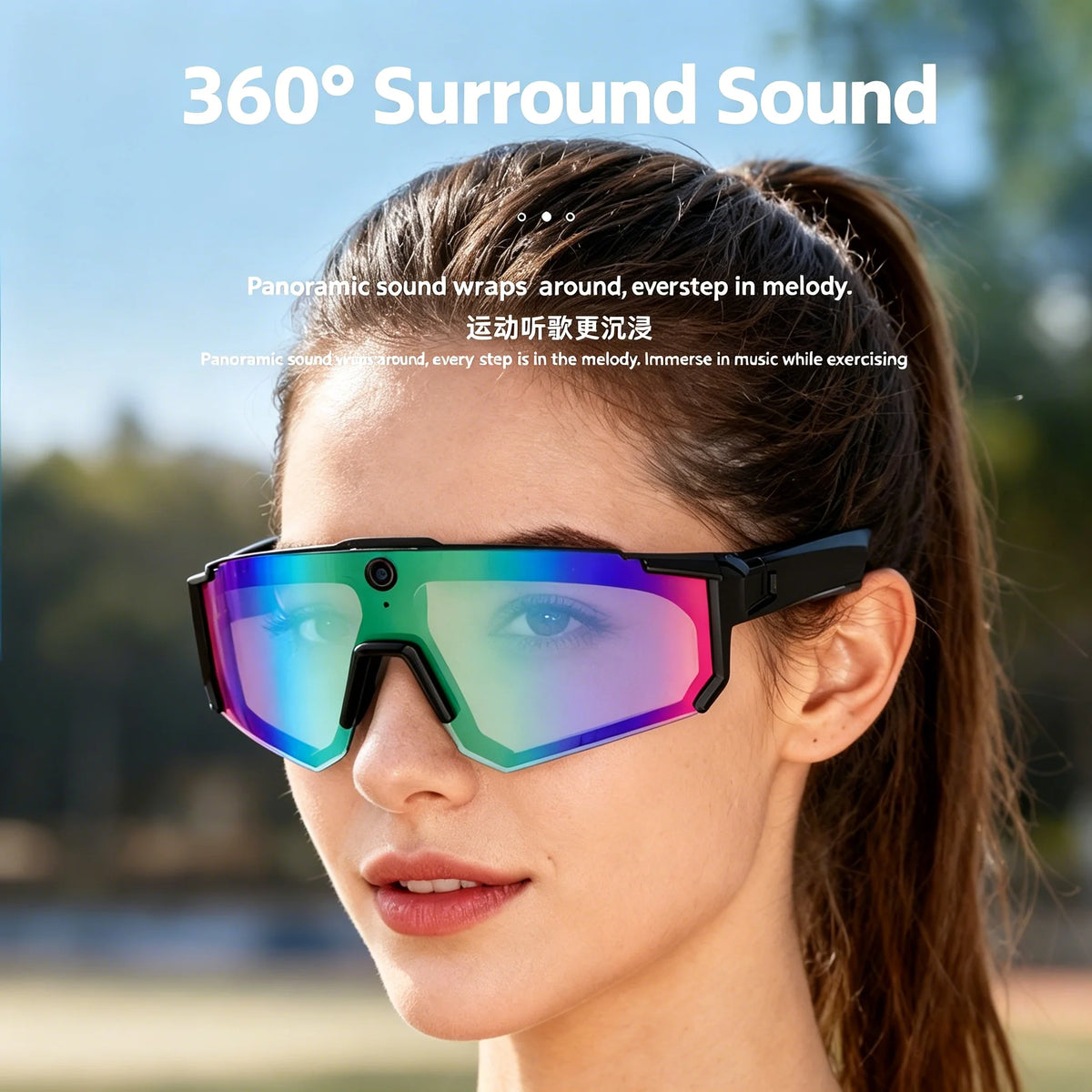 AI Smart Glasses Outdoor Photography 8MP HD AntiShake Cycling Shooting Windproof Goggles AntiFog Sports Camera for Bike Riding
