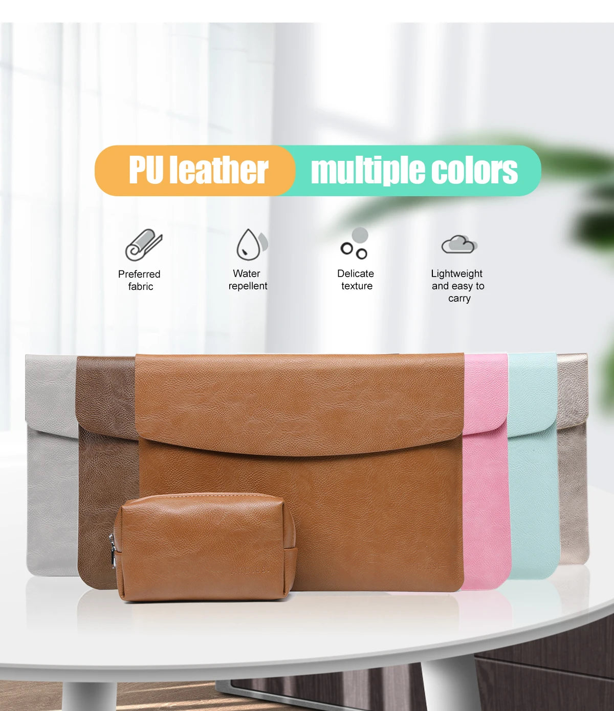 Computer Sleeve Case for ( MacBook Mac Book iPad ) Air M1 M2 13 14 15 6 16 Pro 12 9 11 Inch Cover Bag Pouch Briefcase Leather