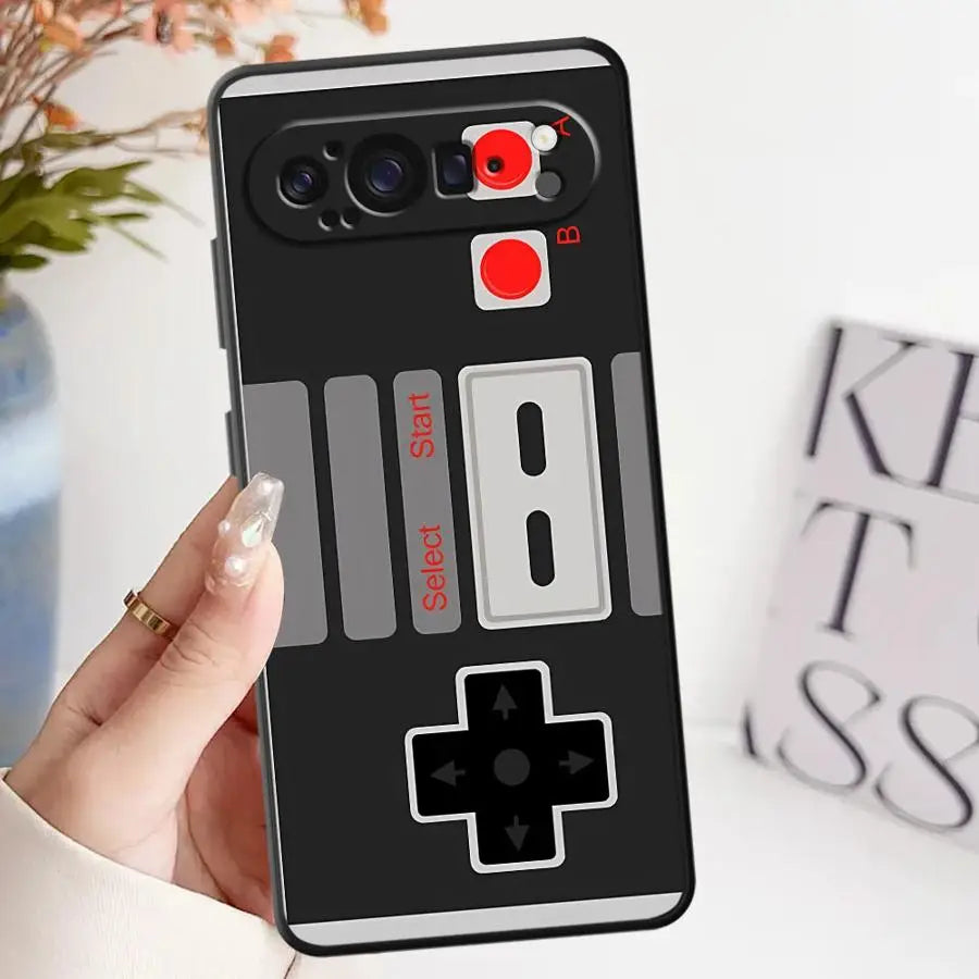 Retro Game Black Soft Shell Case for Google Pixel 7a 6 7 8 Pro 10 9 Pro XL 9a 8a 6a