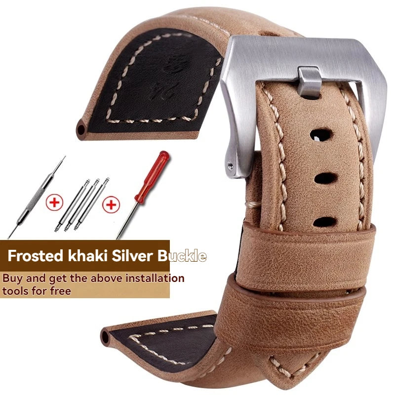 For Panerai Fossil SEIKO TISSOT Watchband Genuine Leather Bracelet male Frosted cowhide Strap Watch band 22 24mm 26m Accessories
