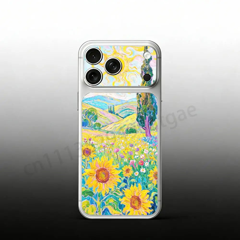 Sunflower Art V-Van G-Gogh For iPhone 17proMax/17pro Full Cover Decal Skin Wrap Colorful Rear Protective Sticker Film