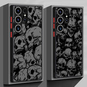 Phone Case for Samsung Galaxy S25 S24 Ultra S22 S21 S20 S10 Plus S23 FE S20FE Matte Cover Shell Four Spooky Skull Patterns Black