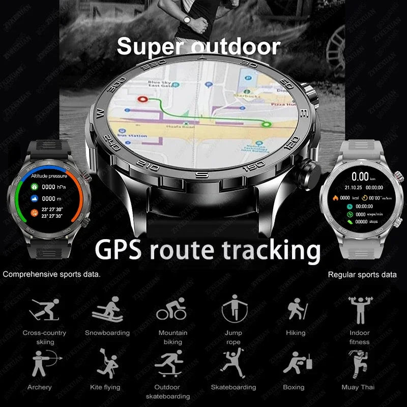 New GPS Track Smart Watch Men AMOLED HD Screen Outdoor Sports Fitness Heart Rate NFC IP68 Waterproof Bluetooth Call Smart Watch