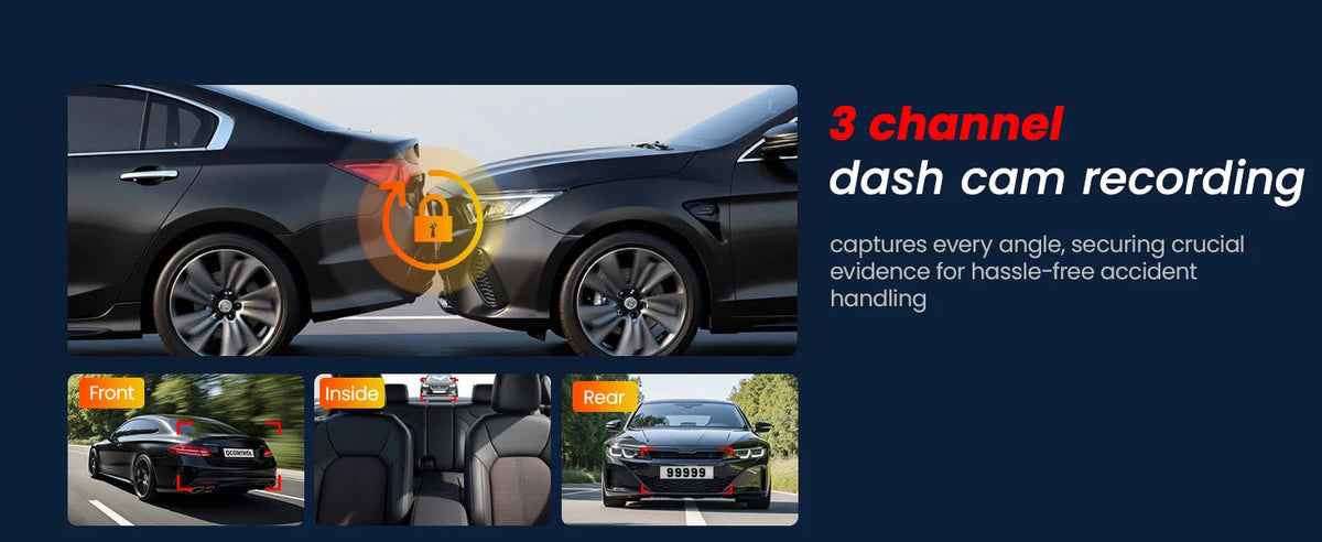 Kocam 3 Camera WIFI GPS 4K Dash Cam Car Dvr Interior Vehicle Three Way Channel Dvrs Recorder Video Registrator Dashcam Camcorder