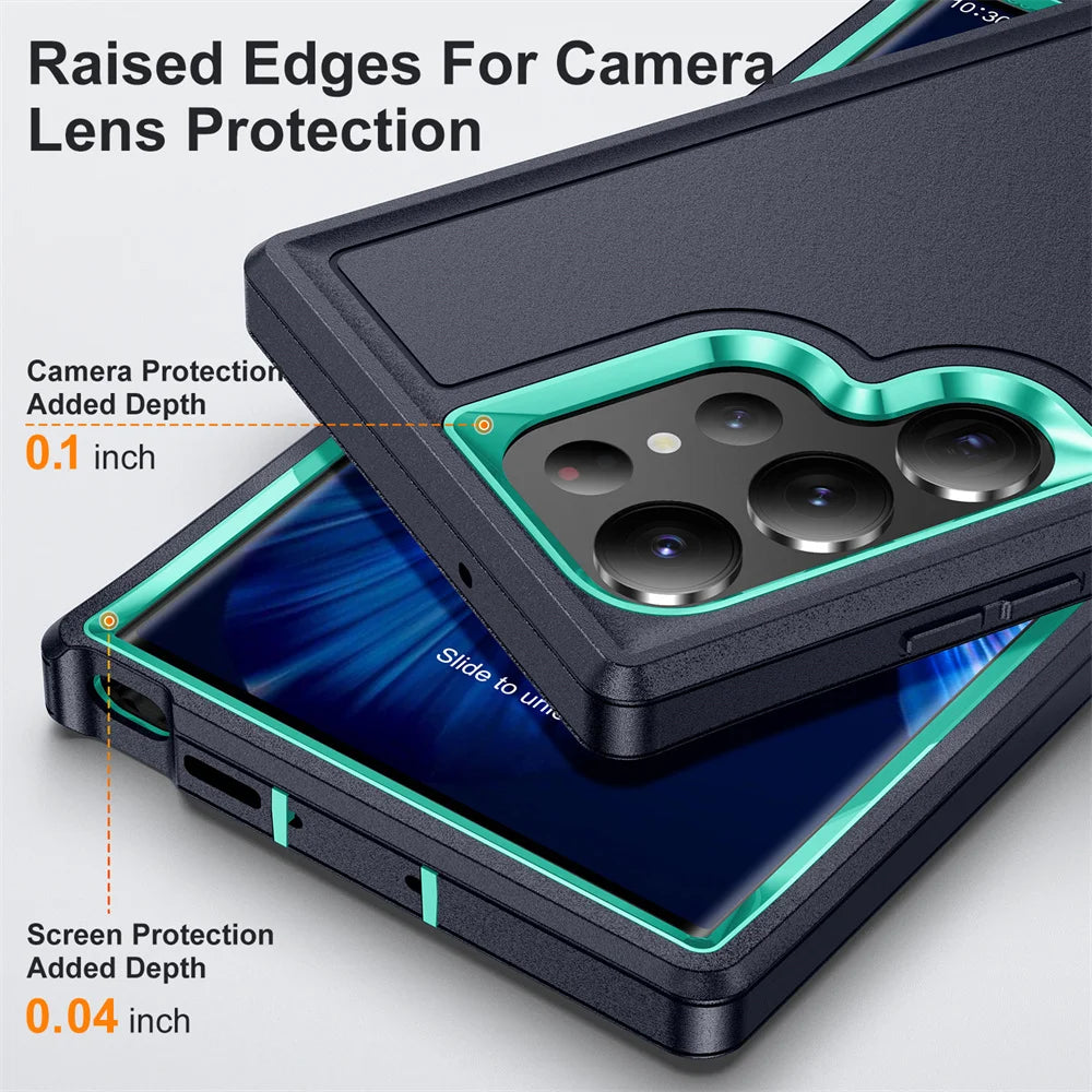 Military Armor Shockproof Phone Cases For Samsung S26 Ultra S24 Plus S23 FE S22 S21 S20 S25 Ultra Hard PC+TPU Bracket Back Cover
