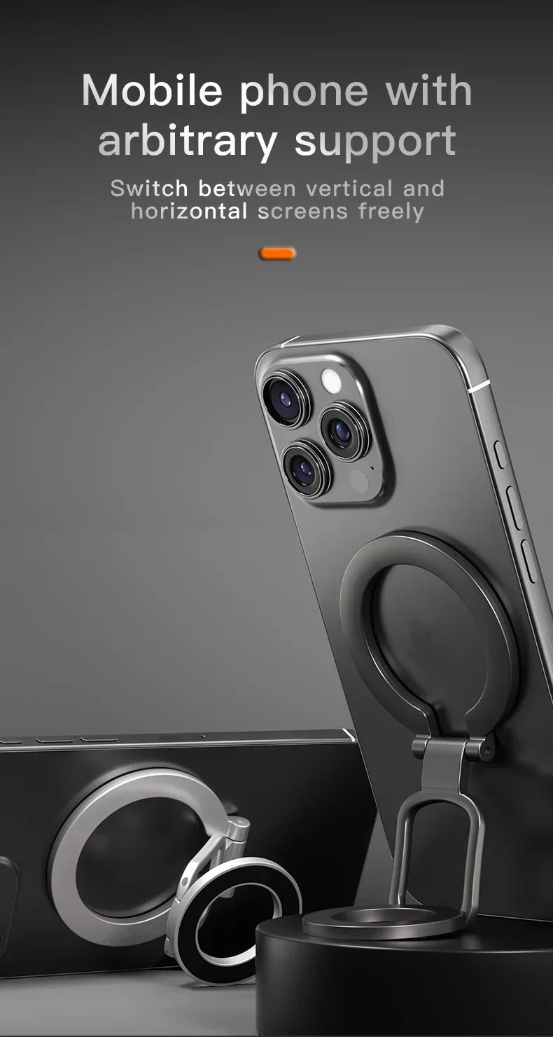 Double Sided Phone Stand Magnetic Phone Ring Holder Kickstand Magnet Grip for MagSafe iPhone 16 15 14 13 12 Pro Max Car Holder