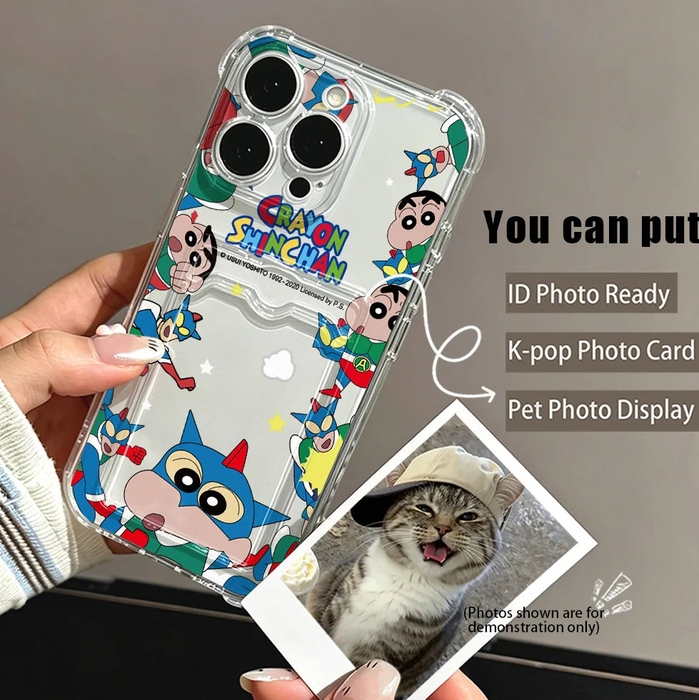 Crayons Shin-chans Card Hold Phone Case For Samsung Galaxy S26 S25 S24 S23 S22 S21 S20 FE Edge Plus Ultra M33 M53 M54 5G Airbag