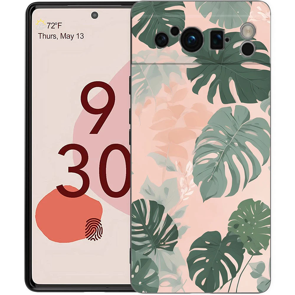 Leaves Monstera Green Phone Case For Google Pixel 10 9 8 7 6 Pro XL 9A 8A 6A 7A 5G Soft Shockproof TPU Black Cover