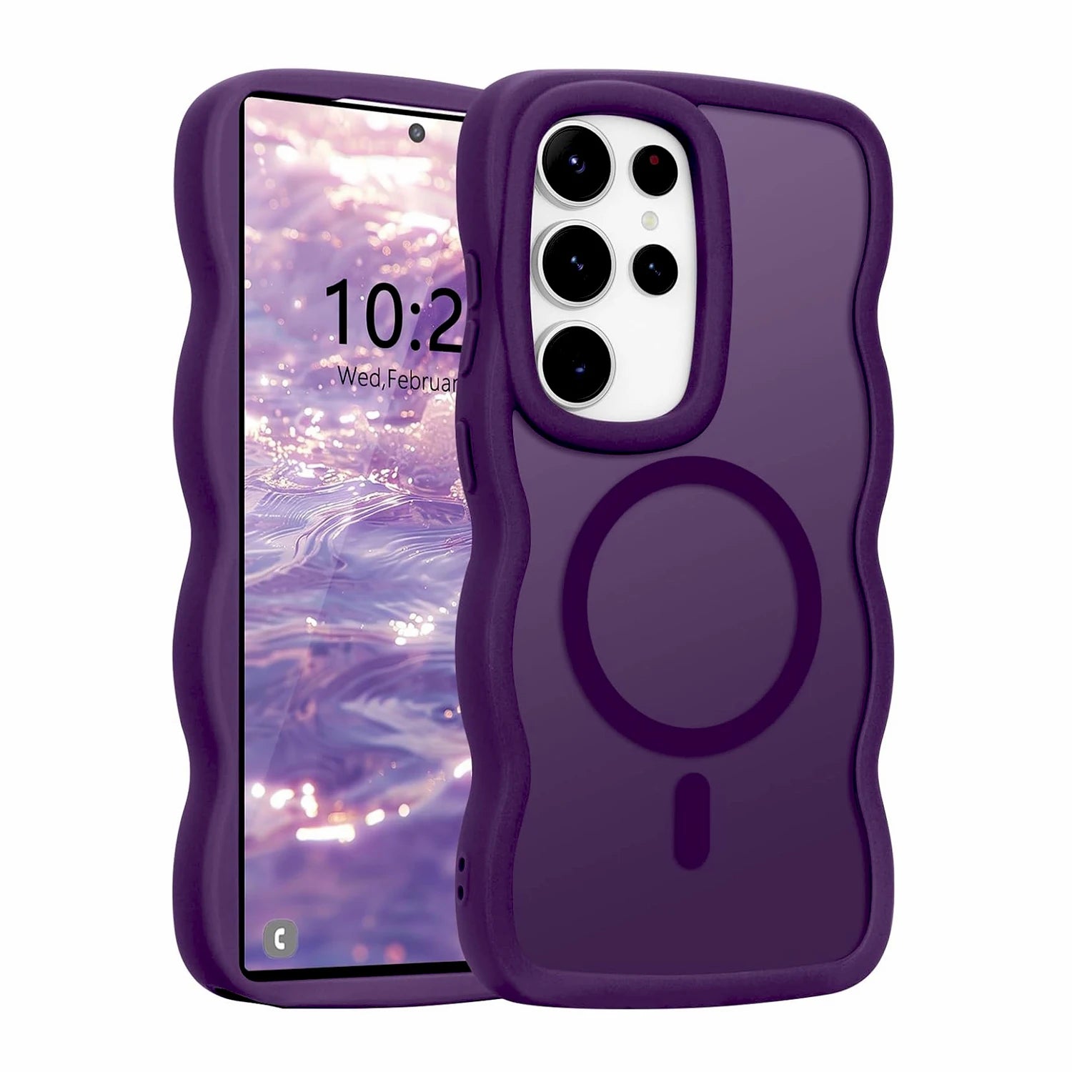 Luxury Wavy Frame Matte Case For Samsung Galaxy S26 S25 S24 Ultra Plus Edge S 26 A56 A36 Magsafe Charge Shockproof Armor Cover