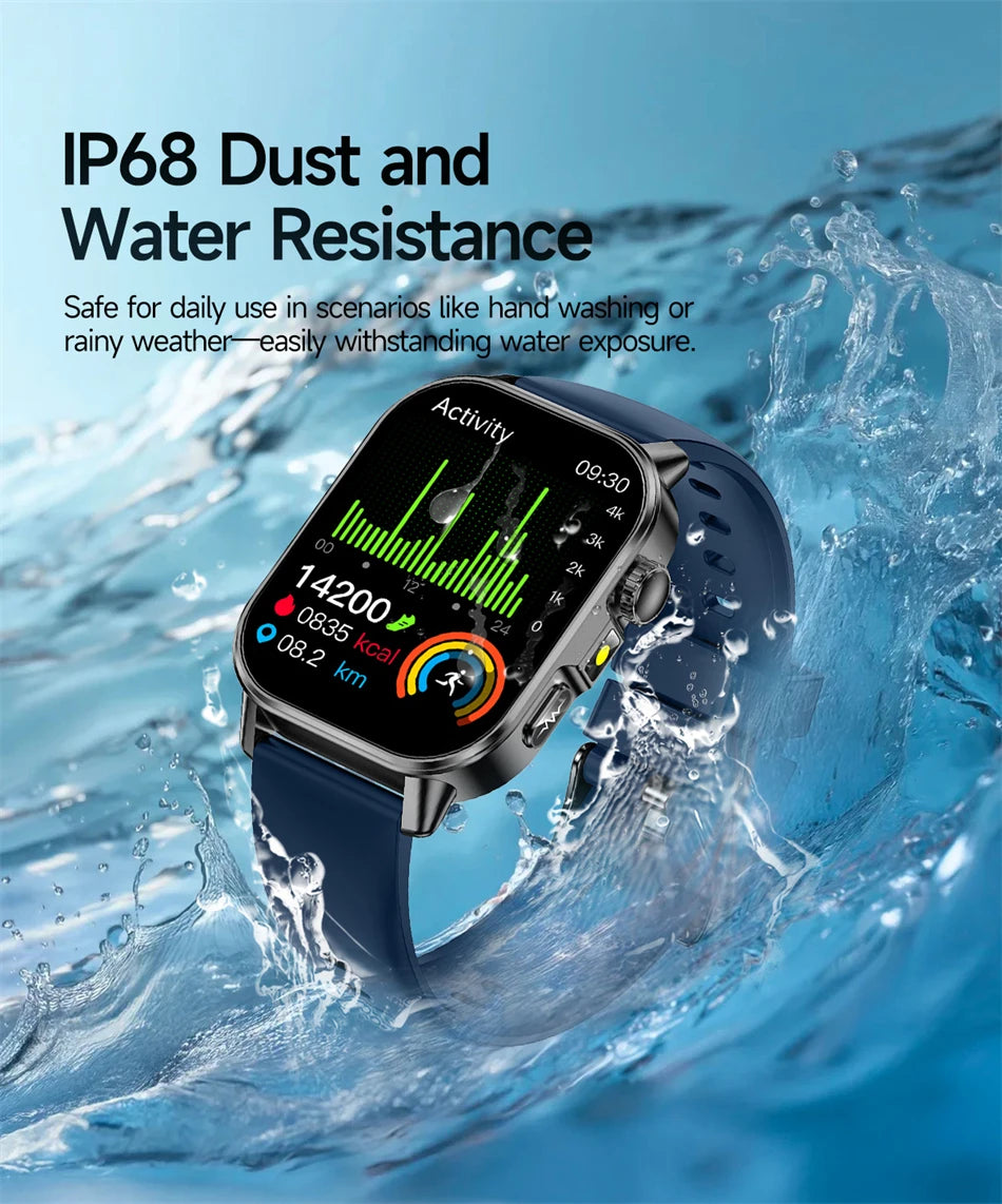 New Men Accurate Health Diagnosis ECG Smart Watch Blood Pressure Blood Oxygen Blood Fat Uric Acid Temp Bluetooth call Smartwatch
