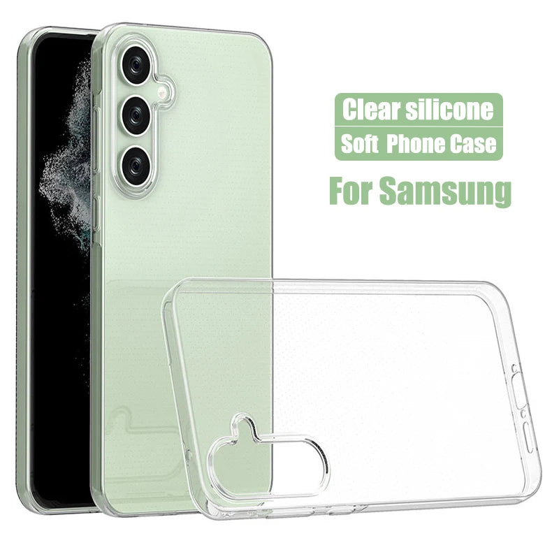 Clear Phone Case For Samsung Galaxy S23 S22 S21 Plus S20 Fe Silicone Soft Cover For Samsung S24 S25 Ultra S26 Plus S25 Edge Case