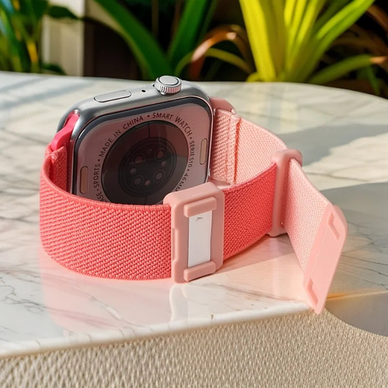 Nylon Elastic Loop For Kids Apple Watch Bands 38/40/41mm 42/44/45mm for Girls Boys Magentic Strap For Apple Watch Series9 8 7 6