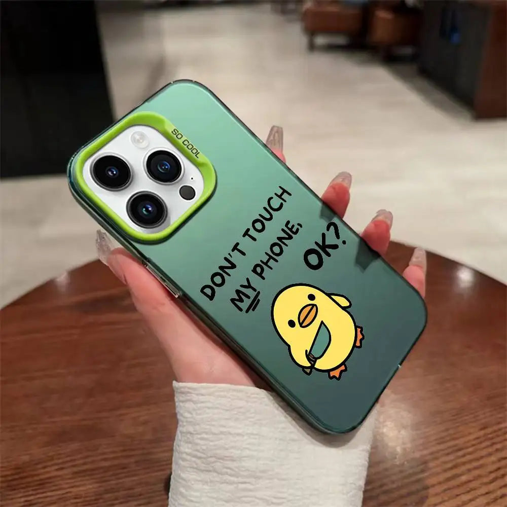 Duck Dont Touch My Phone Phone Case For iPhone 17,16,15,14,13,12,Pro,Max,Plus,E,SE4,Air,Mini Colorful IMD Box