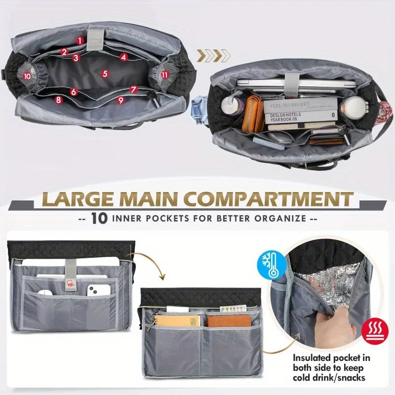 Spacious Business Commuter Laptop Bag with Accordion File Pocket and Gift Scrapbook Holder for Teachers and Professionals