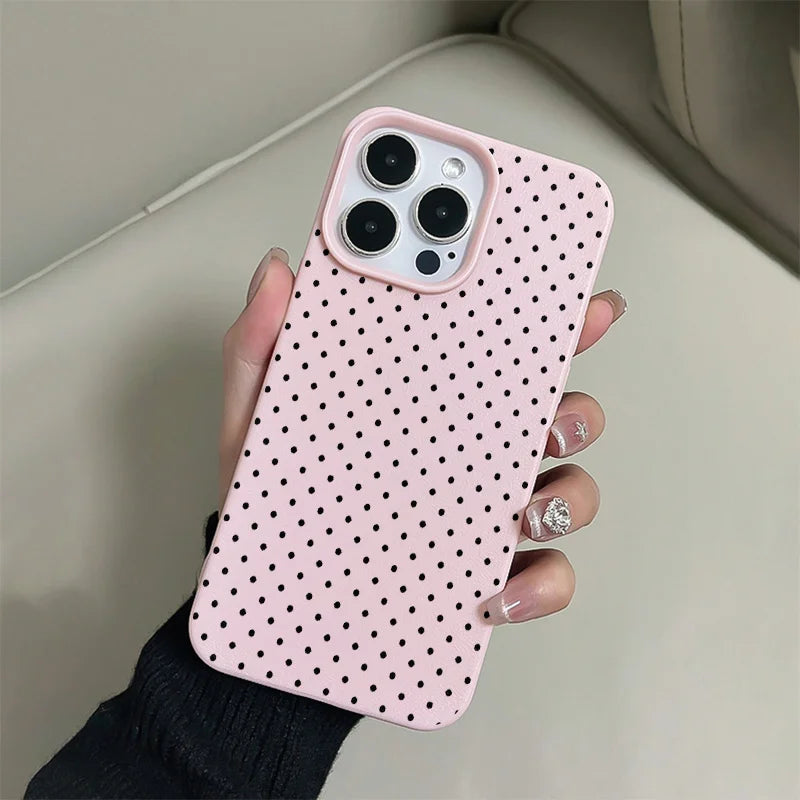 Black Dot Pattern Pink Phone Case for Samsung S26 S25 S24 S23 S22 S21 S20 Note20 Ultra Plus A73 A55 5G Silicone Cover