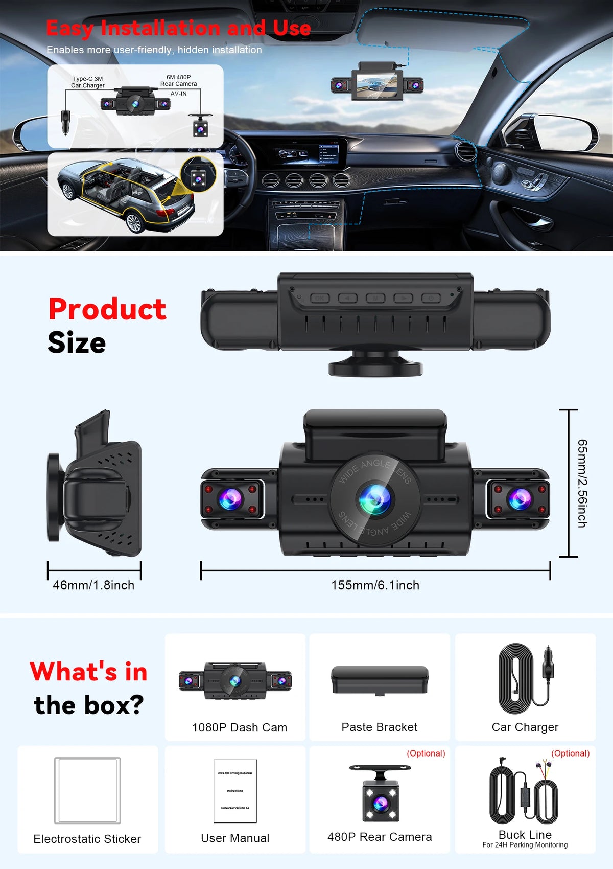  Dashcam for cars 4 Channel Black Box WiFi Driving Camera FHD 1080P Night Vision Loop Recording 24H Parking Mode car accessorie