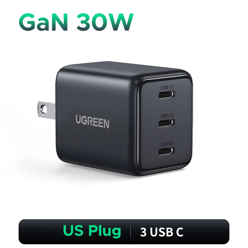 UGREEN 30W GaN Charger PD 3.0 UFSC PPS For iPhone 17 16 15 Pro Max Samsung S25 Xiaomi Tablet iPad Air Pro 3 USB C Phone Charger