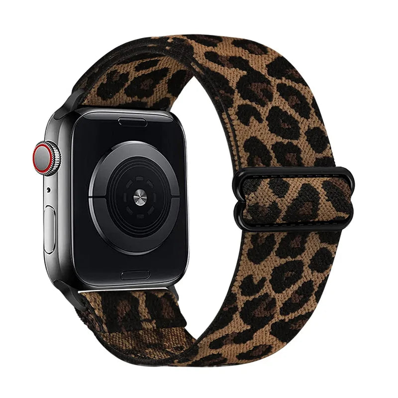 1Pack Leopard Print Elastic Loop Compatible With Apple Watch Band 38mm 40mm 41mm 42mm 44mm 45mm 49mm 46mm Strap Accessories