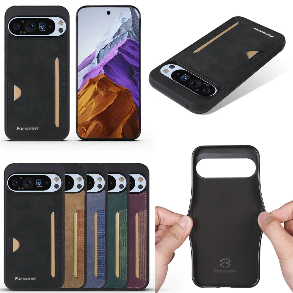 Phone Case for Google Pixel 10 Pro XL Phone Case Retro Leather Card Holder Wallet Cover for Google Pixel 10 Pro 9A 9 Pro XL