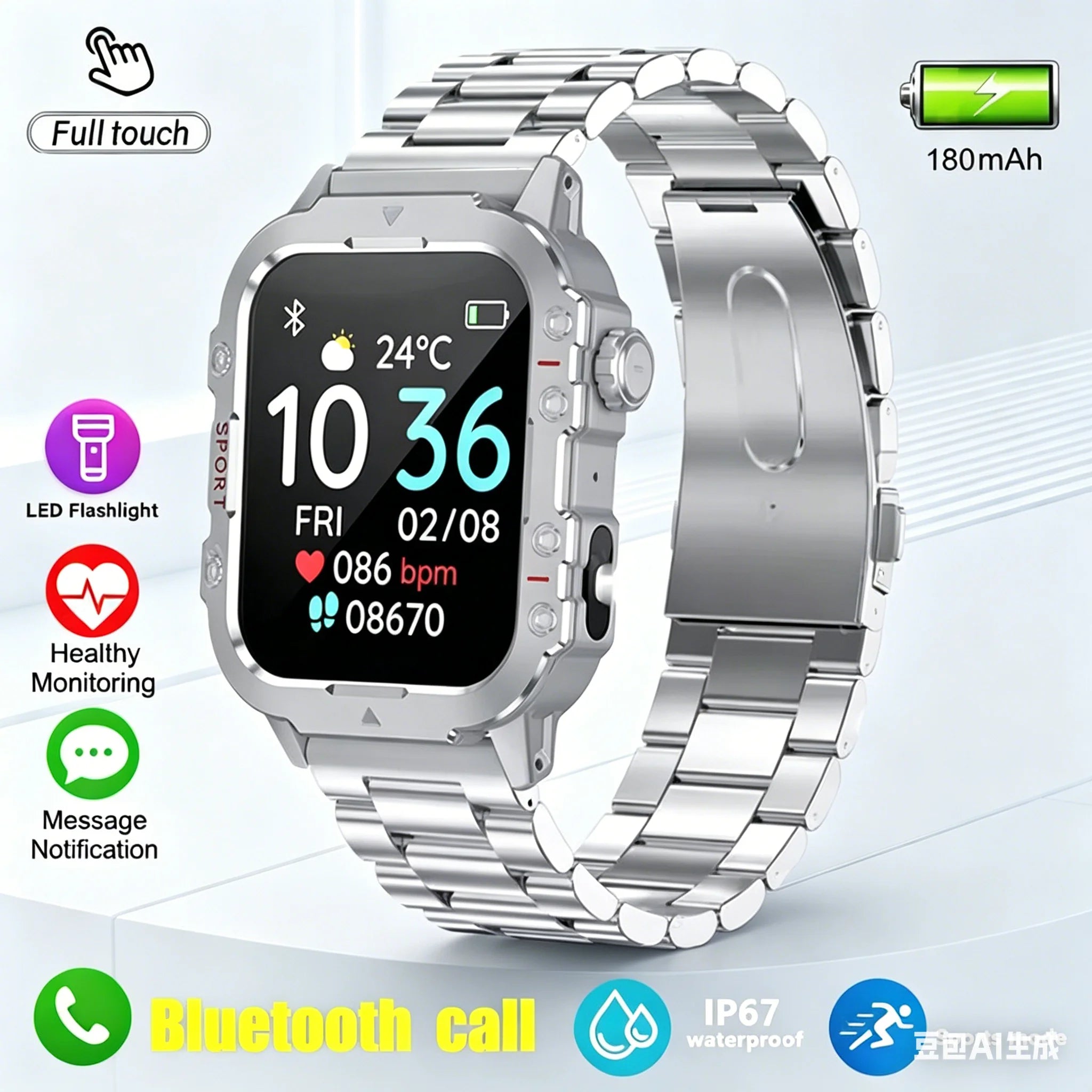 2026 New Military-grade Smart Watch Men GPS Flashlight 3ATM Waterproof Watch Bluetooth Call 100+Sport Outdoor Smartwatch Pk Hw12