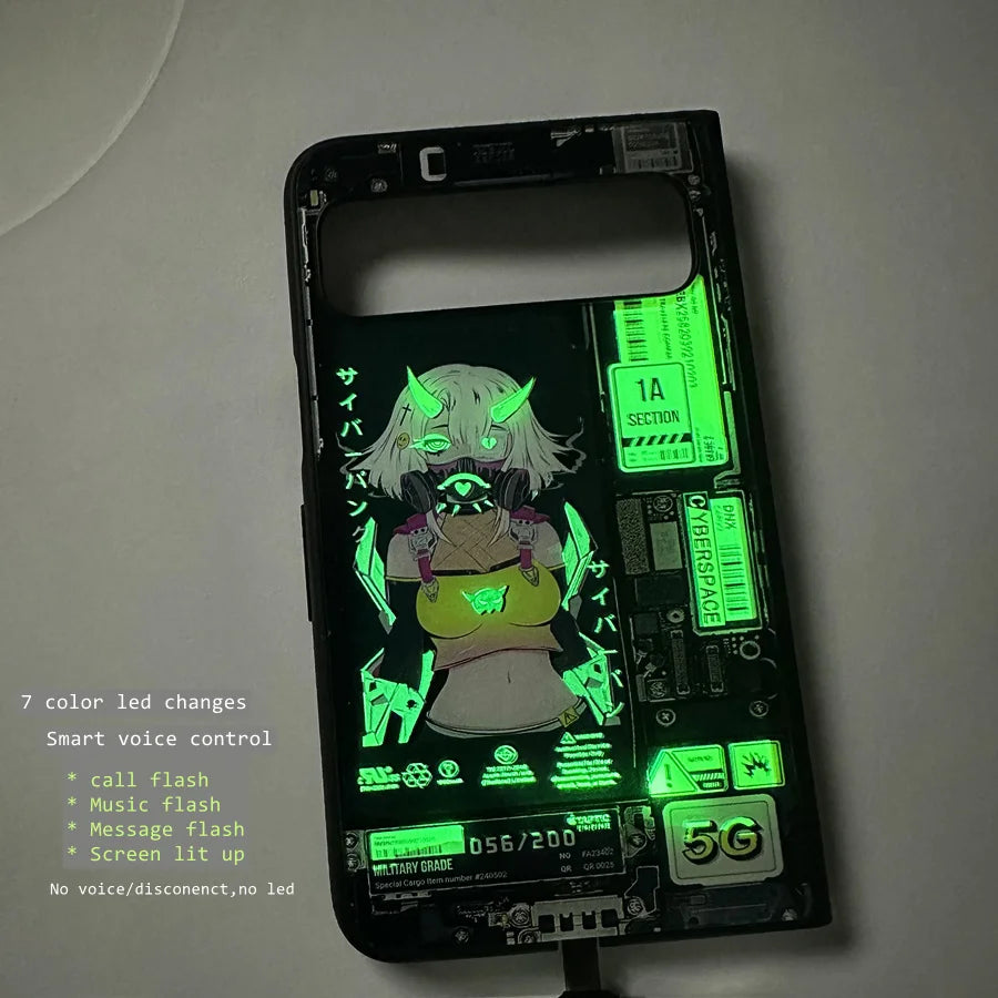 For Google Pixel Fold LED Case Silicone Glass Full Protect Luminous Shell Pixel Fold 5G Flash Phone Cover Full Fundas Coque