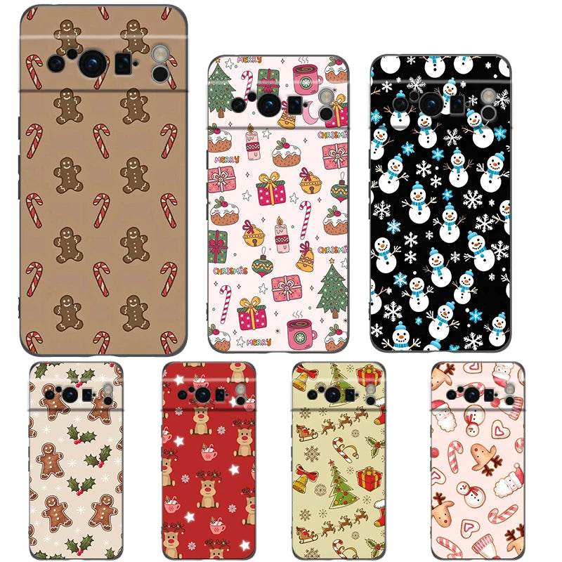 For Google Pixel 10 Pro Phone Case Pixel 9 Pro XL TPU Case Pixel 8 Pro 9A 8A 7A 7 6A 6 Pro Soft Cover Cartoon Christmas