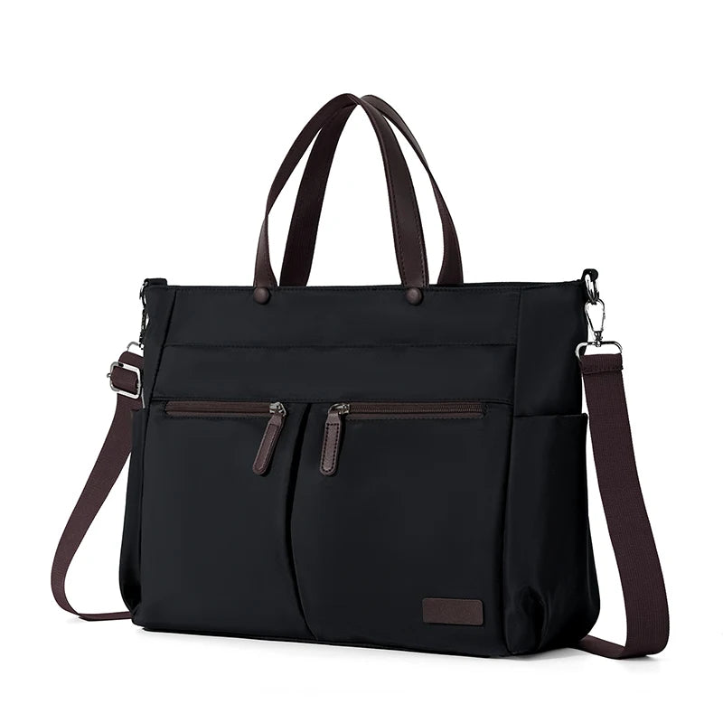[ Laptop Bag ] Nylon casual ladies' laptop bag, daily commuting briefcase, lightweight double main pocket single-shoulder bag