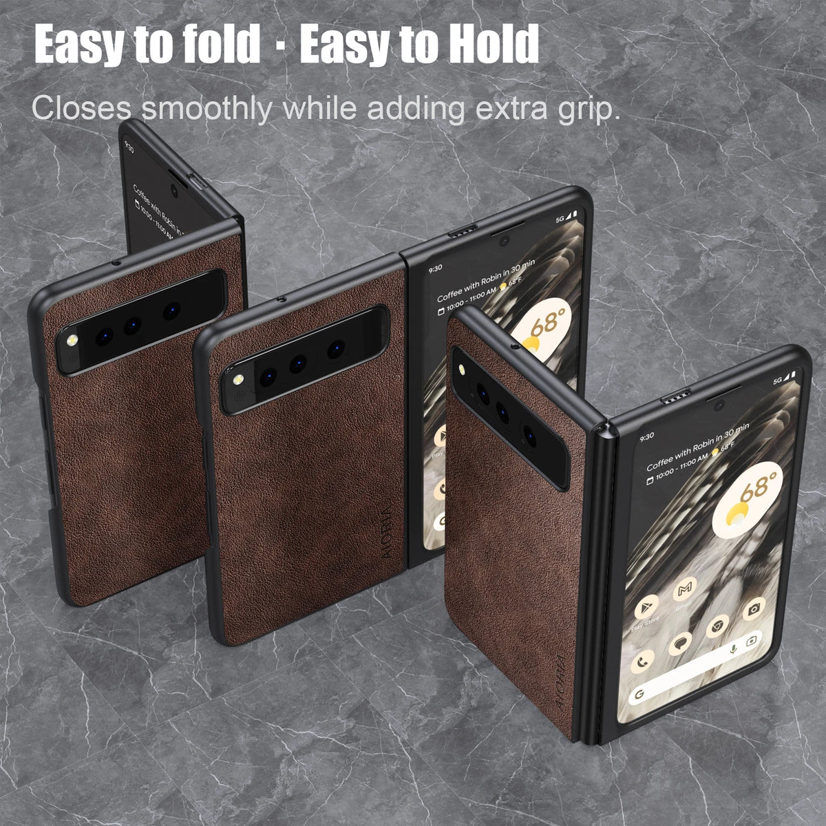 PU Leather Case for Google Pixel Fold 5G Simply Business Style Hard PC with PU 2in1 Material