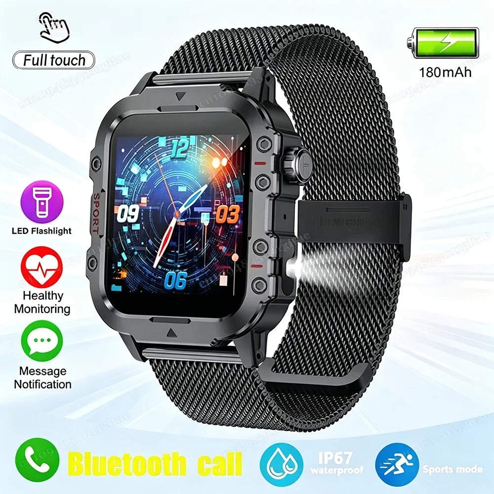2026 New Military-grade Smart Watch Men GPS Flashlight 3ATM Waterproof Watch Bluetooth Call 100+Sport Outdoor Smartwatch Pk Hw12