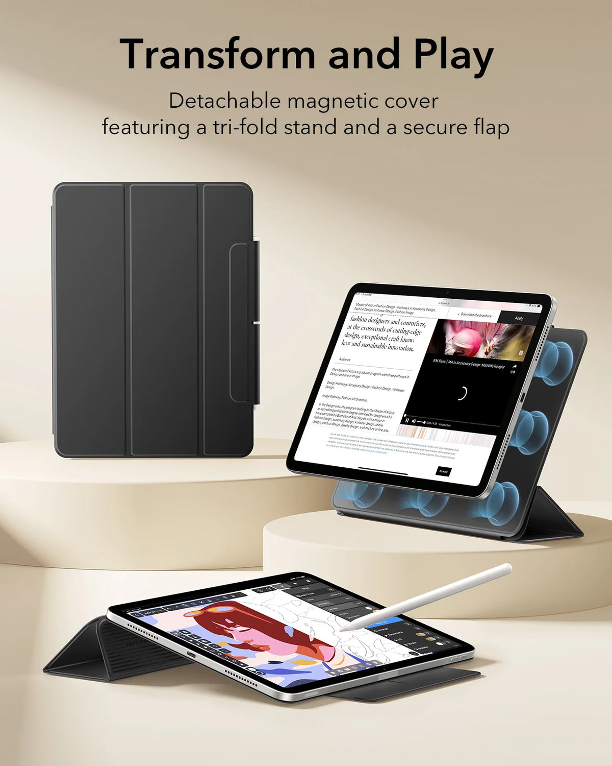 ESR for iPad Air 11 Inch Case M4/M3/M2 (2026/2025/2024) Powerful Magnetic Cover for iPad Air 5th/4th Gen (2022/2020)Auto Wake