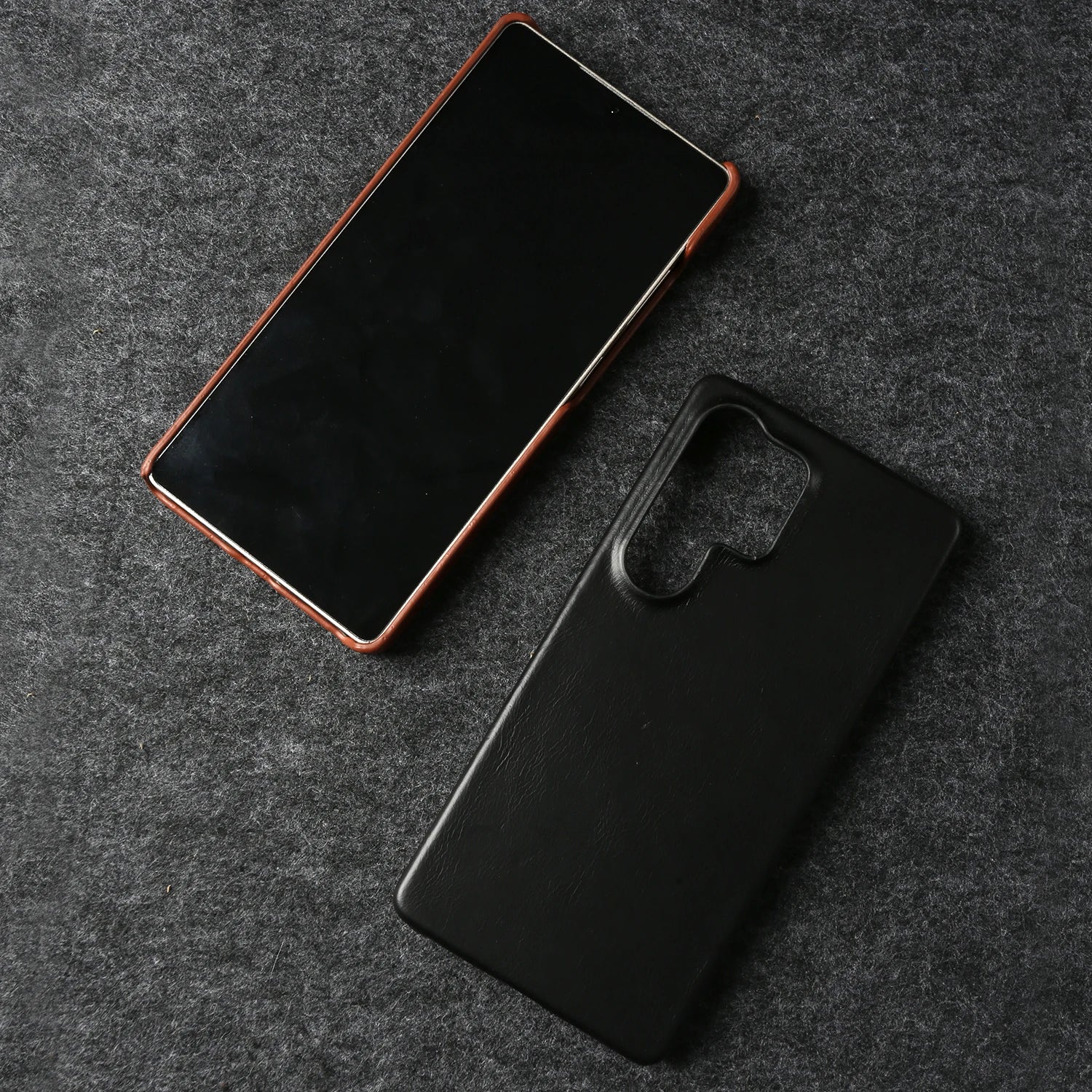 Real Cowhide Leather Phone Case For Samsung Galaxy S24 Ultra S23 Plus S22 S25+ Full Grain Edges Protective Hard Back Cover Coque