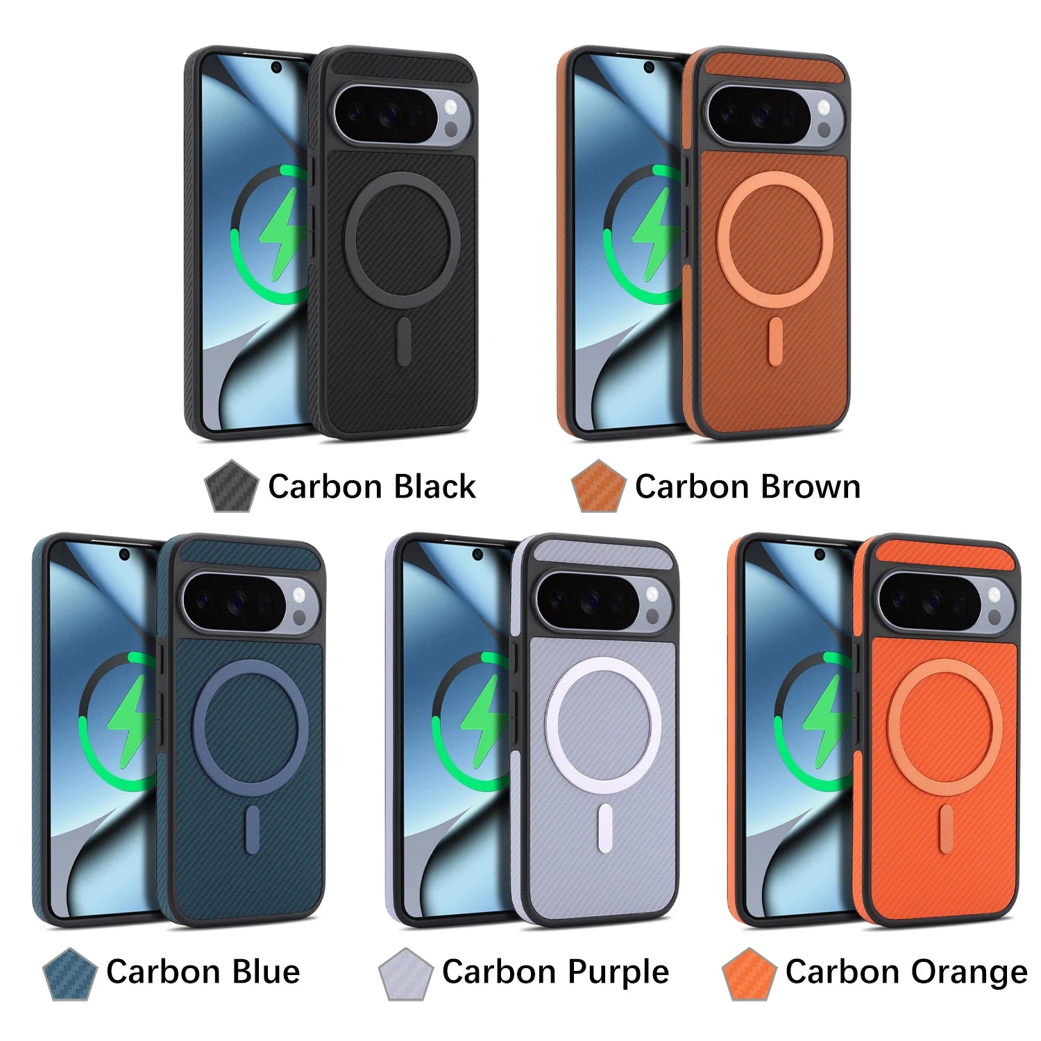 Luxury Carbon Fiber Magnetic Leather Phone Case For Google Pixel 10 Pro Xl 9A 9 Wireless Charging Shockproof Slim Cover
