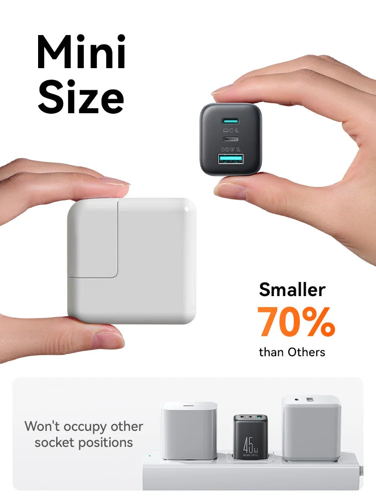 Joyroom 45W USB C/L/A Charger Mini Wall Charger EU UK Adapter Phone Charger for iPhone Earphone Mobile Phone Charger TO1