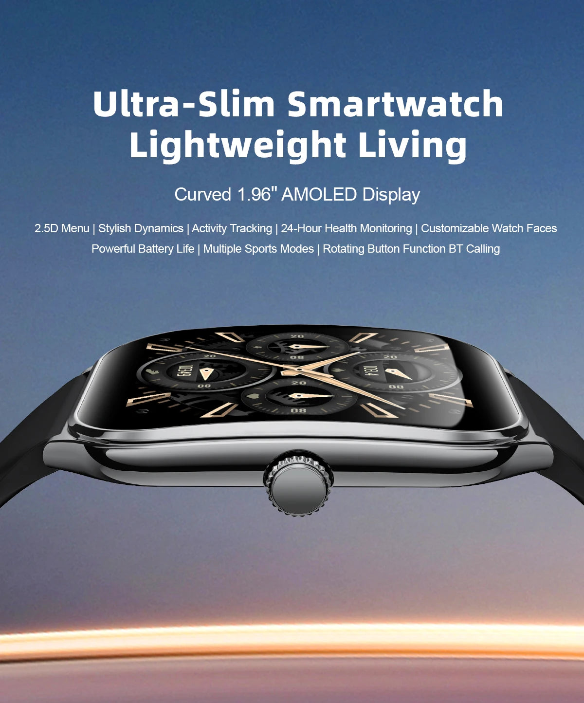 2026 New Smartwatch 1.96 inch Ultra-thin Bluetooth Call Health Monitor IP68 Waterproof 100 Sport Smart Bracelet For  Android iOS