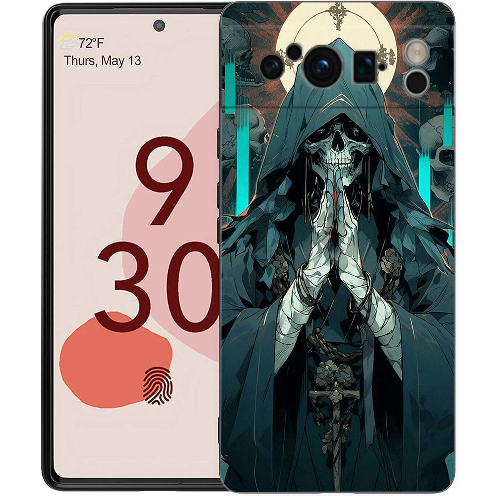 Grim Reaper Skull Phone Case For Google Pixel 10A 10 9 8 7 6 Pro XL 9A 8A 6A 7A 5G Soft Shockproof TPU Black Cover