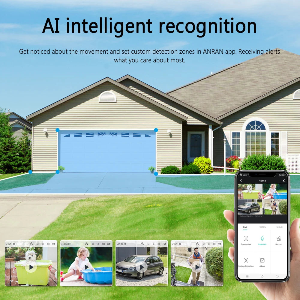 ANRAN 2K Rechargeable Battery Camera 2.4G WiFi Camera Wireless Home Surveillance Security Cameras PIR, IP65, Work with ANRAN App