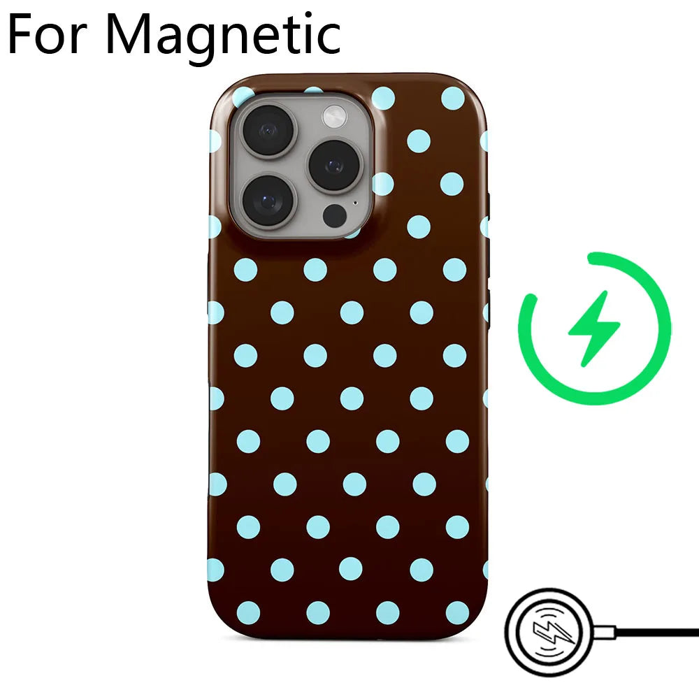 Luxury Clmj Y2K Small Polka Dots Phone Case for iPhone 17 16 15 14 13 12 11 Pro Max Plus Air Magnetic Double-layer Back Cover